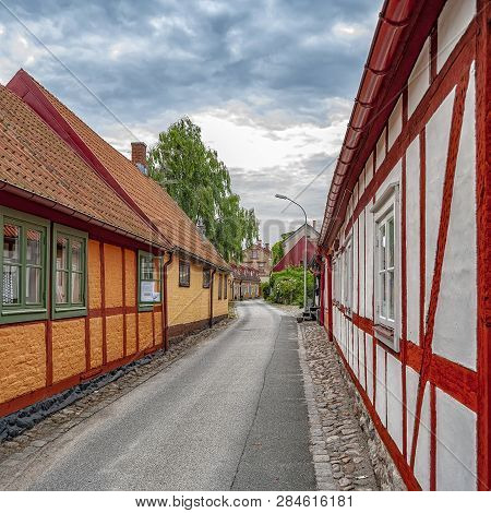 A Quaint Little Street In The Old Part Of Ahus, Sweden