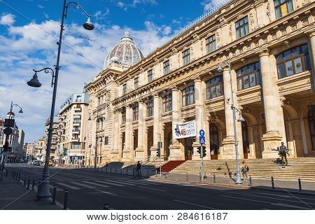 Bucharest, Romania - September 9, 2017: Panoramic View Of National Museum Of Romanian History Which 