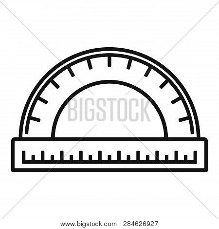 Wood Protractor Icon. Outline Wood Protractor Vector Icon For Web Design Isolated On White Backgroun