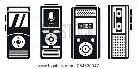 Dictaphone Recorder Icons Set. Simple Set Of Dictaphone Recorder Vector Icons For Web Design On Whit