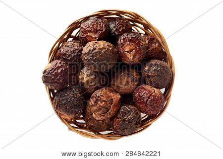 Soap Nuts (soapberries) Isolated On White Background. Chemical And Toxin Free Laundry, Organic Deter