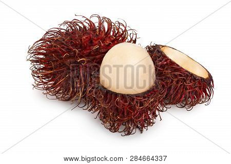 Rambutan Isolated On White Background. Tropical Fruit. Nephelium Lappaceum