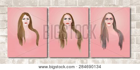 Aging, Getting Older Gracefully Is The Theme Of This Sequence Of A Young Woman's Portrait Followed B