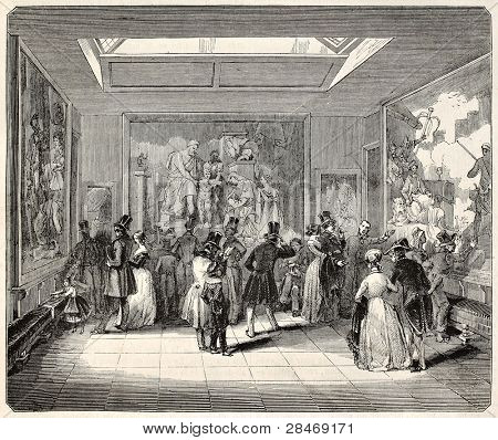 Illustrazione antica manifattura Gobelins, exhibition hall, Parigi. Creato da Best, Leloir, Hotelin e 
