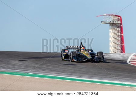 February 12, 2019 - Austin, Texas, USA: JAMES HINCHCLIFFE (5) of Canada goes through the turns during practice for the IndyCar Spring Test at Circuit Of The Americas in Austin, Texas.