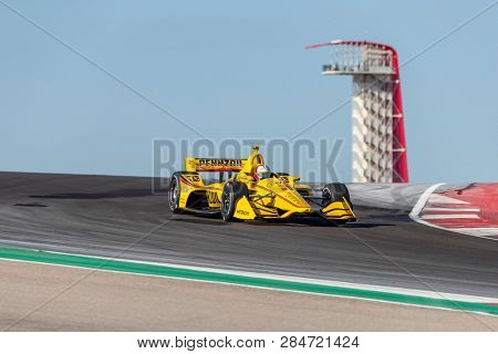February 12, 2019 - Austin, Texas, USA: HELIO CASTRONEVES (3) of Brazil  goes through the turns during practice for the IndyCar Spring Test at Circuit Of The Americas in Austin, Texas.