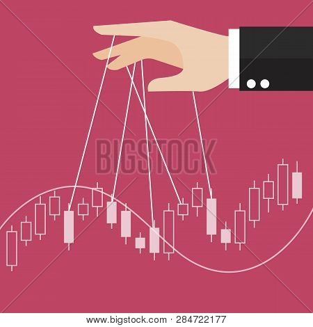 Hand Is Controlling Stock Candle Stick Graph. Business Concept