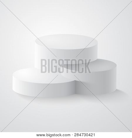 White Round Podium, Pedestal Or Platform. Winners Round Podium, Pedestal Or 3d Round Pillar Stand Sc