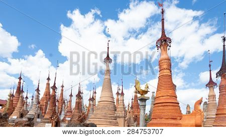 Shwe Indein Pagoda In The Indein Village At Inle Lake,shan State,myanmar