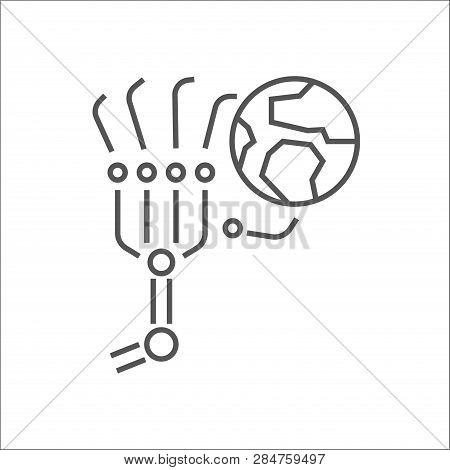 Robot Arms And Earth Planet, Factory Automation, Industry 4.0, Internet Of Things, Iot, Ai, Vector I