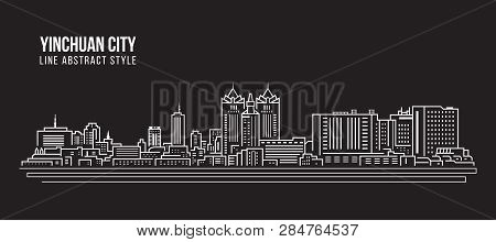 Cityscape Building Line Art Vector Illustration Design -  Yinchuan City