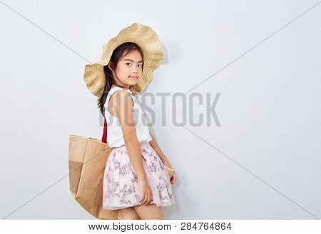 Cute Little Girl On Shopping Summer