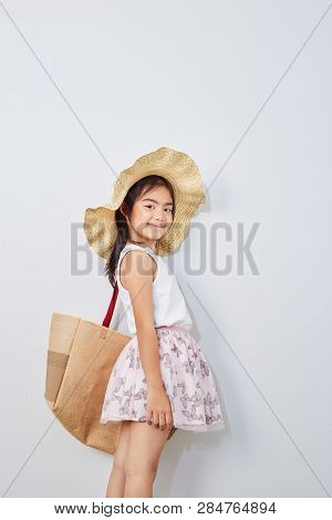 Cute Little Girl On Shopping Summer