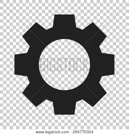 Gear Vector Icon In Flat Style. Cog Wheel Illustration On Isolated Transparent Background. Gearwheel