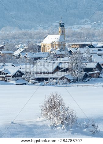 View Of Ebbs Near Kufstein In Tirol On A Sunny Winter Day With A Lot Of Snow