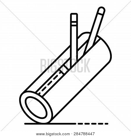 School Pencil Box Icon. Outline School Pencil Box Vector Icon For Web Design Isolated On White Backg