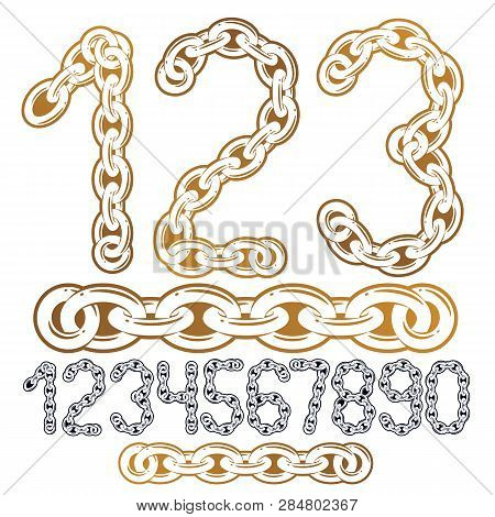 Vector Modern Numbers Collection. Trendy  Numbers For Use As Poster Design Elements. Made With Iron 