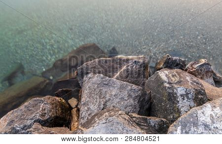 Water. Stone. Long Exposure. Top View. Leman. Lake