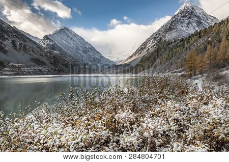 Oakham Lake. Altai Mountains. At The Bottom Of A Northern Slope Of Mount Belukha. Ust-koksinsky Dist