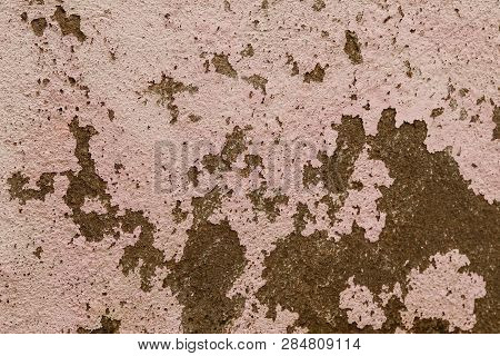 Concrete Old Wall Paint Peeled Off Due To Mosture And Aged, Texture Or Background
