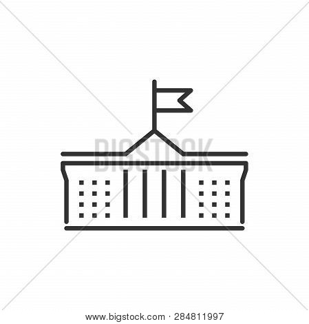 Bank Building Icon In Flat Style. Government Architecture Vector Illustration On White Isolated Back