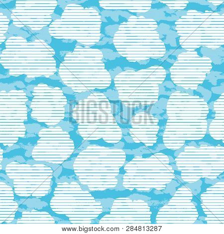 Fun Kids Arts And Crafts Mixed Media Collage Style Fluffy Clouds In A Blue Sky Background With Layer
