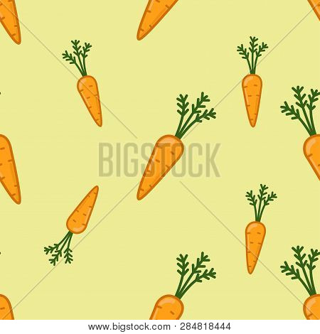 Cute Orange Carrot Pattern On Yellow Background