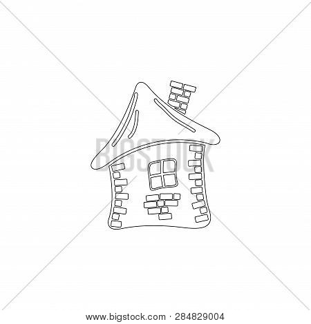 Grunge House. Simple Flat Vector Icon Illustration. Outline Line Symbol - Editable Stroke