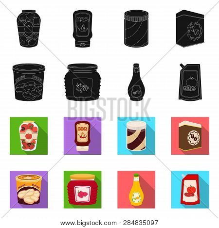 Vector Design Of Can And Food Symbol. Set Of Can And Package Vector Icon For Stock.