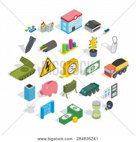 Grandiose Business Icons Set. Isometric Set Of 25 Grandiose Business Vector Icons For Web Isolated O