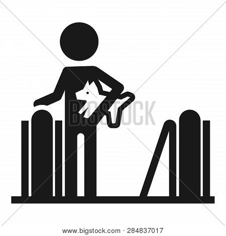 Person With Dog Escalator Icon. Simple Illustration Of Person With Dog Escalator Vector Icon For Web