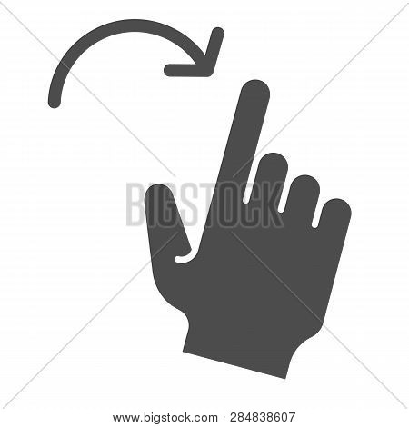Flick Right Gesture Solid Icon. Swipe To Right Vector Illustration Isolated On White. Click Glyph St