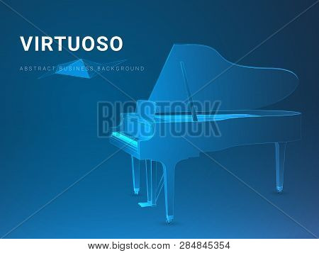 Abstract Modern Business Background Vector Depicting A Virtuoso In Shape Of An Opened Grand Piano On