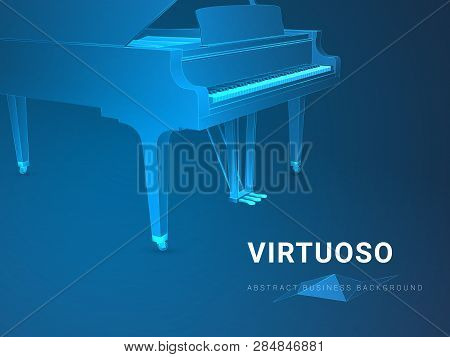 Abstract Modern Business Background Vector Depicting A Virtuoso In Shape Of An Opened Grand Piano On