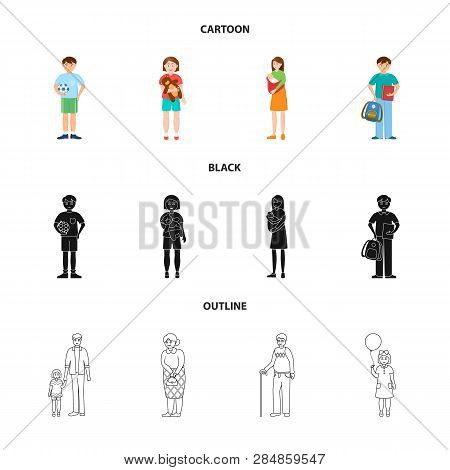 Vector Design Of Character And Avatar  Icon. Set Of Character And Portrait Vector Icon For Stock.
