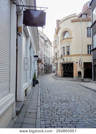 Old Street Of Tallinn Estonia. Old Area