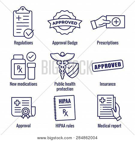 Medical Report Outline / Line Flat Vector Icon - Mobile Application Or Button Design. Vector Design 