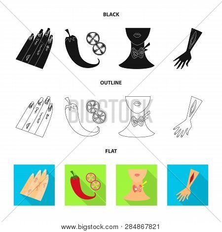Vector Illustration Of Medical And Pain  Sign. Set Of Medical And Disease Stock Vector Illustration.