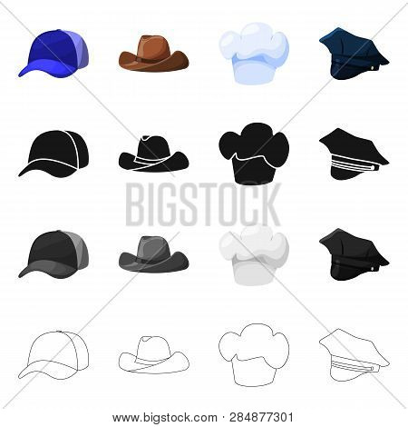 Vector Design Of Clothing And Cap Logo. Collection Of Clothing And Beret Stock Vector Illustration.
