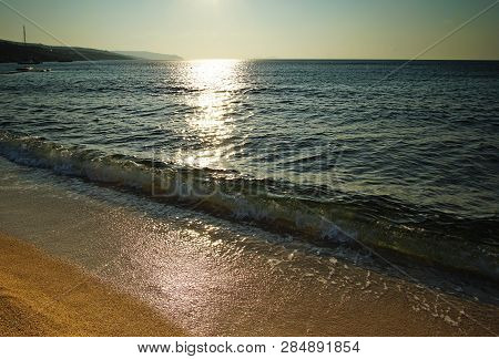 Spectacular Viewof The Sea Of Kalafatis Beach In Mykonos, Greece
