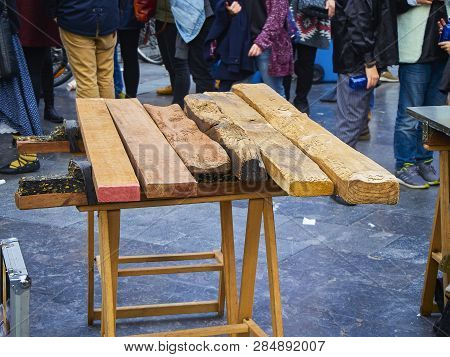 A Txalaparta, A Traditional Instrument Of The Basque Country. Spain.