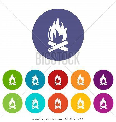 Campfire Icons Color Set Vector For Any Web Design On White Background