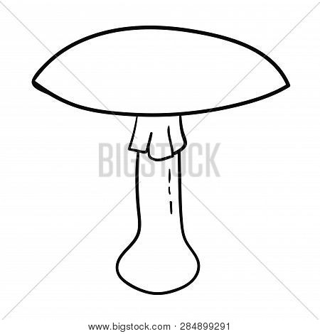 Cartoon Doodle Linear Death Cap, Toadstool Isolated On White Background. Vector Illustration.