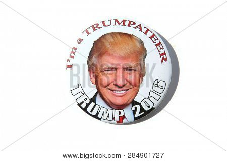 2-17-2019 Lake Forest CA: Donald Trump 2016 Campaign button.  