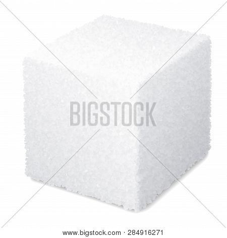 Vector Realistic 3d Sugar Cube Isolated On White Background
