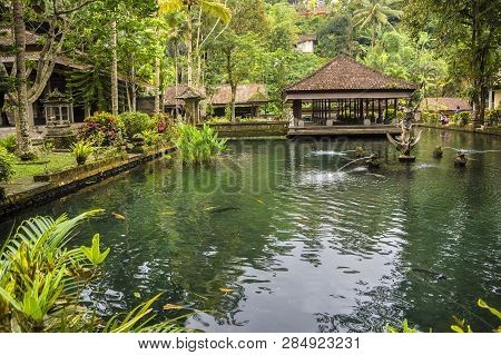 Gunung Kawi Sebatu Temple, Ubud, Bali, Indonesia. The Temple Complex Is Located Within The Highland 