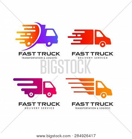 Delivery Truck Logo Design. Courier Logo Design Template
