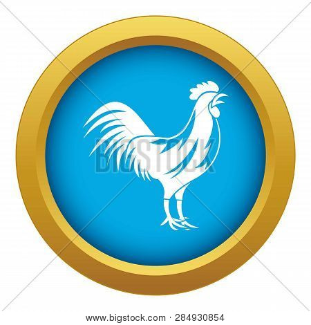 Gallic Rooster Icon Blue Vector Isolated On White Background For Any Design