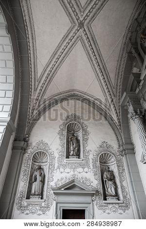 Luzern, Switzerland - April 16: Bishop On The Wall At Hofkirche St. Leodegar On April 16, 2015 In Lu