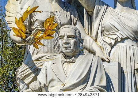 Mexico City, Mexico -  January 2, 2019 President Benito Juarez Hemicyle Monument Mexico City Mexico.